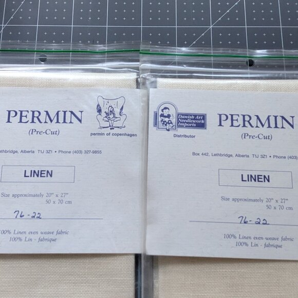 Permin 100% Linen Needlework Fabric #76-22 - 2 Packs Each 28 Count - Picture 2 of 3